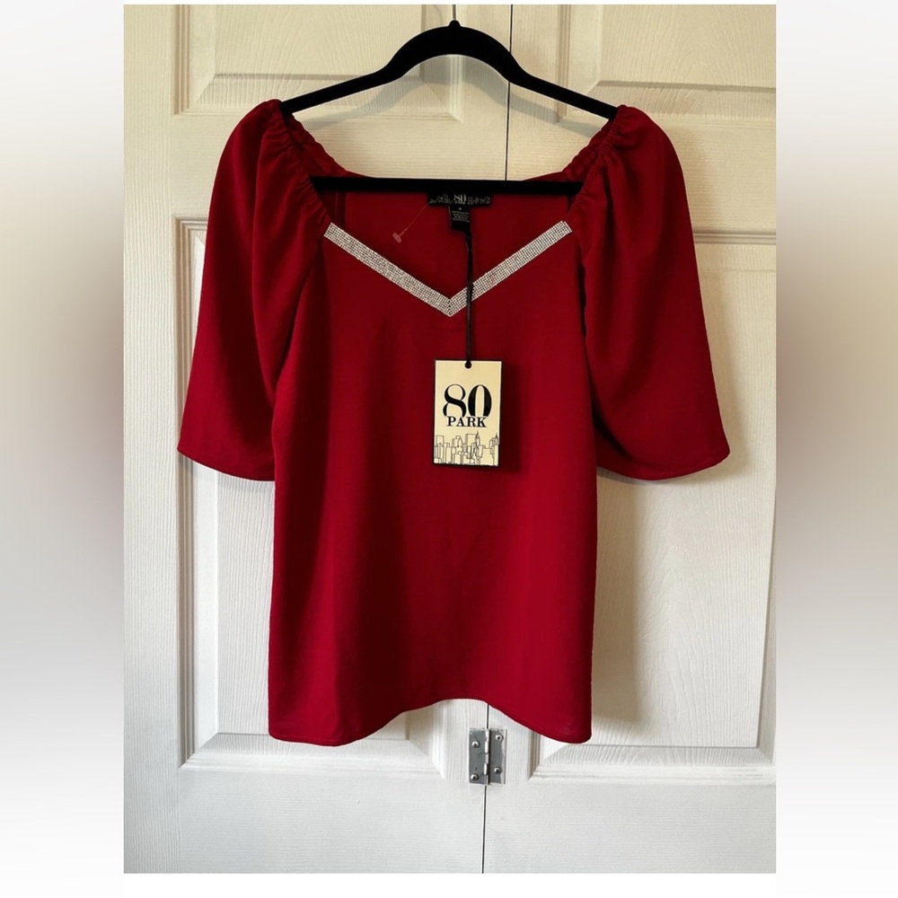 80 Park Short Sleeve Blouse Size M